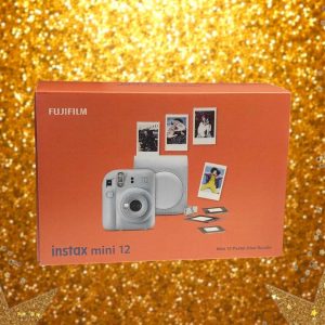 Pachet Cadou Aparat foto Instant Fujifilm Instax Mini 12, Pastel Blue+Film Instant 1x10+Husa