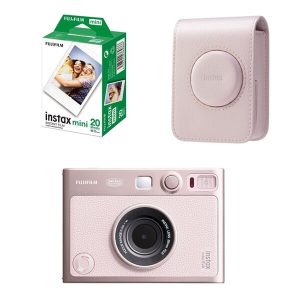 Pachet Aparat Foto Fujifilm Instax Mini Evo Hybrid Gentle Rose+Husa+Film Instant 2x10
